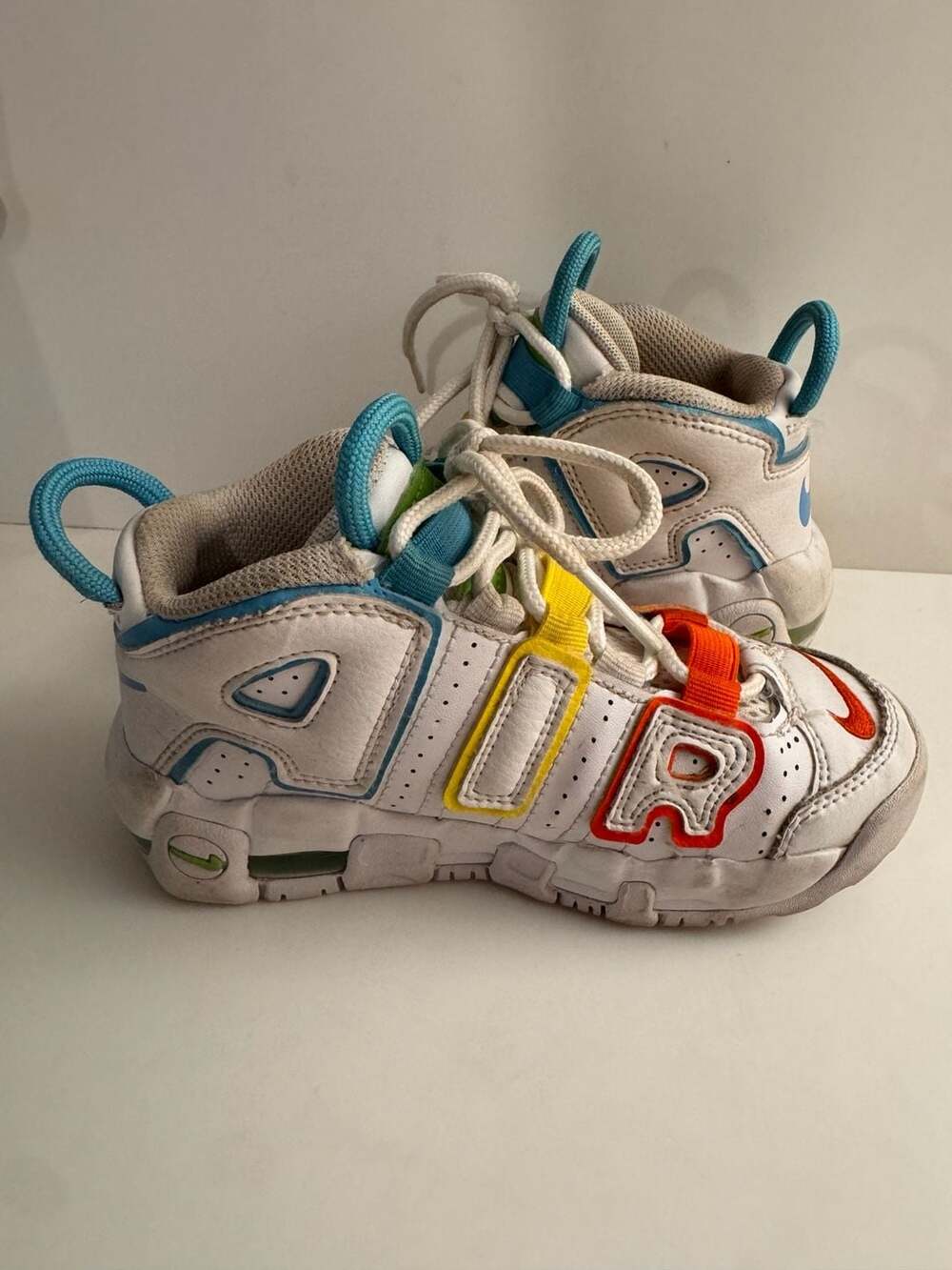 Nike Air More Uptempo White Rainbow Sneakers KIDS 11C